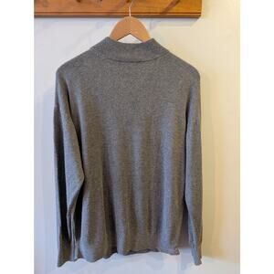 Latitude Northern Isles Gray Silk Cashmere Mockneck Sweater Large Quiet Luxury